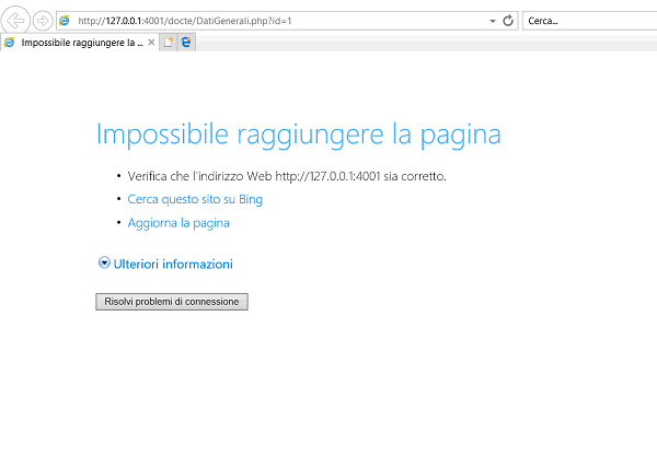 Docte impossibile raggiungere la pagina
