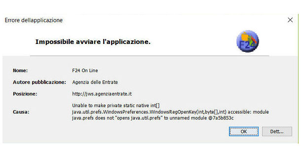 Errore F24 Online