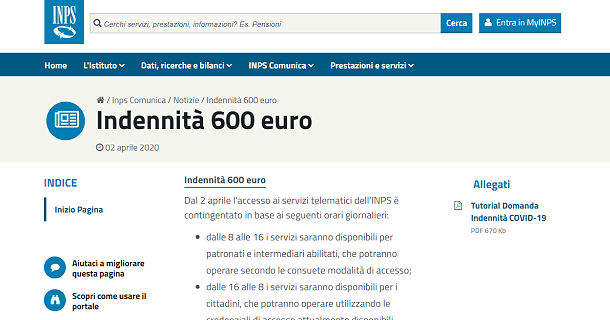Domanda inps bonus partite iva